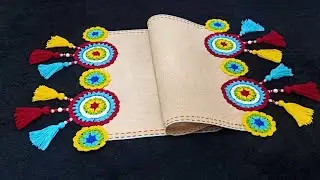 مفرش قماش مع كروشيه (الجزء التانى) وابدئى مشروعك.  ،easy and simple