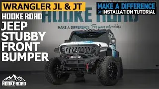 Передний бампер Jeep Stubby с площадкой для лебёдки и светодиодными фонарями для Jeep Wrangler JL...