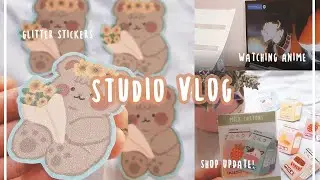 🌻 studio vlog // sticker shop update, watching anime, serenitea pot genshin
