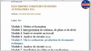 les modules 2éme année ESA  :TS  électromecanique des systemes automatisés