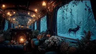 Cozy Midnight Train Ambiance: Vintage Express Through Snow Forest | Fireplace | 4K Winter Nostalgia