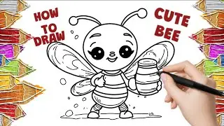 Learn How to Draw a Cute Honey Bee Holding a Honey Jar: Easy Step-by-Step Tutorial