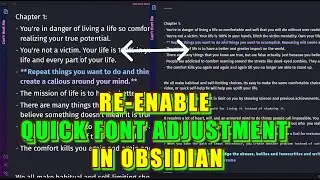 How to fix quick font adjustment not working in obsidian