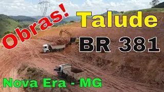Obras no talude e situa&ccedil;&atilde;o do desvio em Nova Era MG.