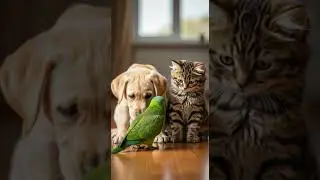 Puppy and Kitten Welcome a Parrot into Their Cozy New Home #Pets #CuteAnimals #Friendship
