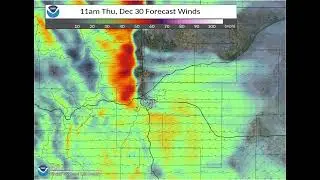 2021 Colorado Marshall Fire HRRR forecast winds - trimmed