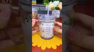 Gelas Minum KACA Anak Motif Animal 400ML + Sedotan, check desk.