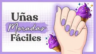Uñas MORADAS con Chispitas ✨ | Manicura FÁCIL Paso a Paso 💅 + TRUCOS para Uñas Cortas 🎨