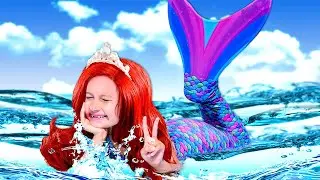Selin se transformou numa sereia! Hist&oacute;ria infantil. Vlog com irm&atilde;os