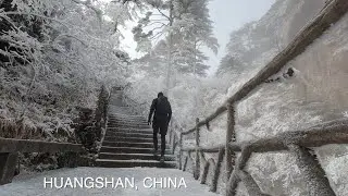 Huangshan (Yellow mountain), China. December 2020. Snow and ice at the top.