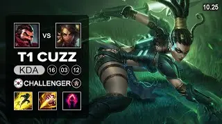 T1 Cuzz Nidalee Jungle vs Graves - KR Challenger Patch 10.25