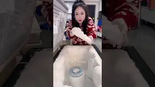 Huge freezer ice block eating #buzasmr