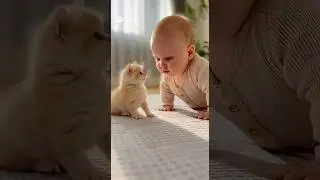 赤ちゃんと会話する子猫ちゃん A kitten and a baby talk 【AI】 #shorts #cat #ねこ #cute