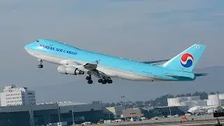 Korean Air Cargo Boeing 747-400/ERF [HL7438] Departing LAX