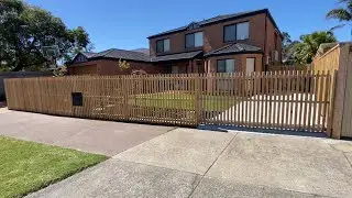 Bevelled Batten feature fence and sliding gate