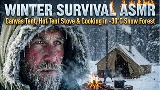 Winter Survival ASMR | Canvas Tent, Hot Tent Stove & Cooking in -30&deg;C Snow Forest.