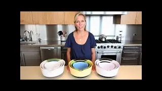 OXO Good Grips 3-piece Mixing Bowl Set, White Bowls with Red/Green/Blue Handles