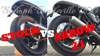 Triumph Bonneville with Arrow 2:1 vs stock Exhaust