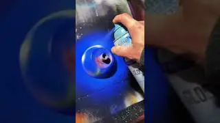 Blue solar eclipse painting