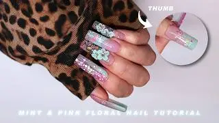 Acrylic Nails Designs | Glitter & Nail Foil encapsulation | 3D Flowers #nailvideo #nailtutorial