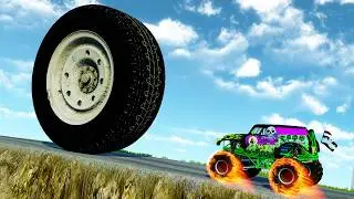 Monster Trucks VS BIG WHEEL |Epick Crash| in BeamNG.drive