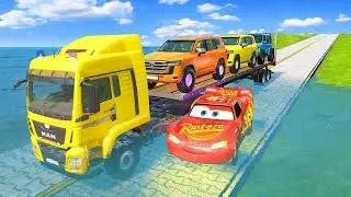 McQueen vs Flatbed Truck  This Road Was a Death Trap! &ndash; BeamNG Drive #029