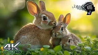 4K HD Relaxing Rabbits - Bunnies - with Amazing nostalgic Meditation music For Yoga or Stress Relief