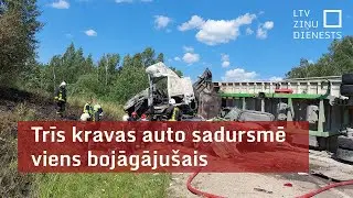 Traģiska trīs kravas auto sadursme