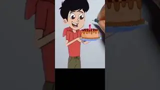 Chikoo Aur Bunty Cake drawing #shorts #cake #birthdaycake #art #cartoonart #trending