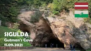 Sigulda, Latvia. Walk at Gutman's cave. 4K