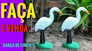 DIY/ como fazer GARÇA DE CIMENTO para jardim passo a passo.