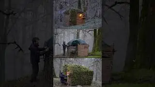 Building a Forest Survival Hut with Natural Materials Only!