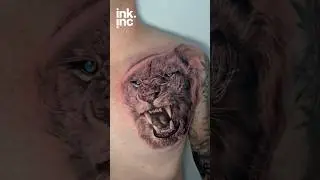 Realistic Roaring Lion Chest Tattoo for Men.