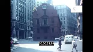 1960s USA, POV Walking Through Downtown Boston, Street Scenes, Traffic, Statues, Home Movies, 8mm