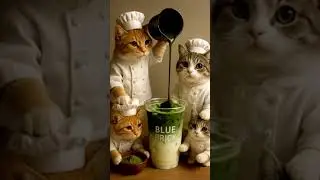 Matcha latte anyone? 🍵 #minichef #bluebrickcafe #matcha #cat #cats #asmr  #satisfying