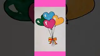 Balloons drawing for beginners #heart #balloon #shorts #youtubeshorts #shortvideo #viral