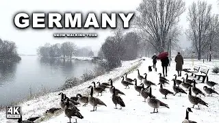 Relaxing Snowy Walking Tour in Germany 🇩🇪 | 4K Winter City Walk in Essen ❄️