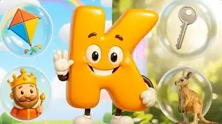 K Words for Kids | Learn Letter K: 🪁, 🐨, 🦘 & more | Cartoon + Real Objects