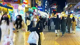HONGDAE, SINCHON First Friday Night Walk in 2022, Club Hot Spot Night Scenery, 4K Seoul Korea.