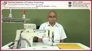 Sewing machine practices (exercise over fabric with thread)