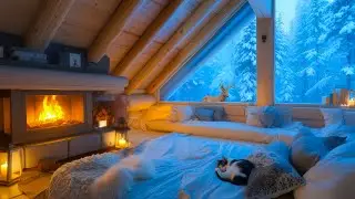 No Ads ❄️ Blizzard Snowstorm & Crackling Fireplace Ambiance for Deep Sleep 😴 Cozy Up in Warmth