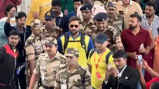 Msdhoni arrived with high security force (Dhoni fans craze in chennai airport)