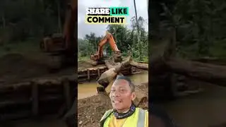 Paano gawa tulay gamit kahoy #xcavator #constructionequipment