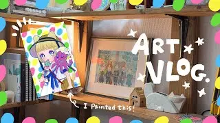 【自己紹介＆メイキング】アクリルガッシュで描く夏の絵｜My First Art Vlog / Painting Timelapse