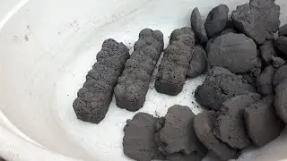 ASMR:crispy powdery pure charcoal crumbling in bucjet and pot/long sifting,dust play/satisfying