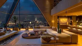 Upgraded Luxurious Living Room with Captivating Night Scene ☕ Relaxing Jazz Music for Working, Study