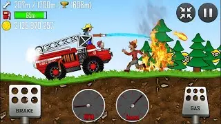 hill climb racing - fire truck in forest | gameplay 