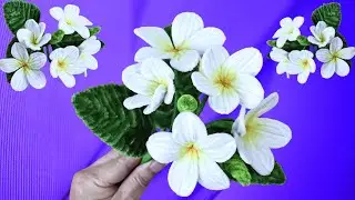 Frangipani Flowers Made from Velvet Wire - Flowers Made from Pipe Cleaners#Pipe Cleaner Flowers