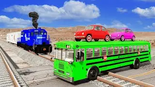 Flatbed Trailer Truck Potholes Transport Car Rescue - Cars vs Deep Water - BeamNG.drive
