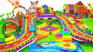 How To Build Classic 3 Storey Race Villa With Mini Twin House, Water Slide and Fish Pond for Turtles